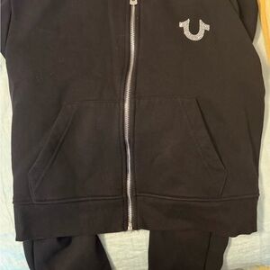 True religion crop Zip-Up Hoodie with Logo